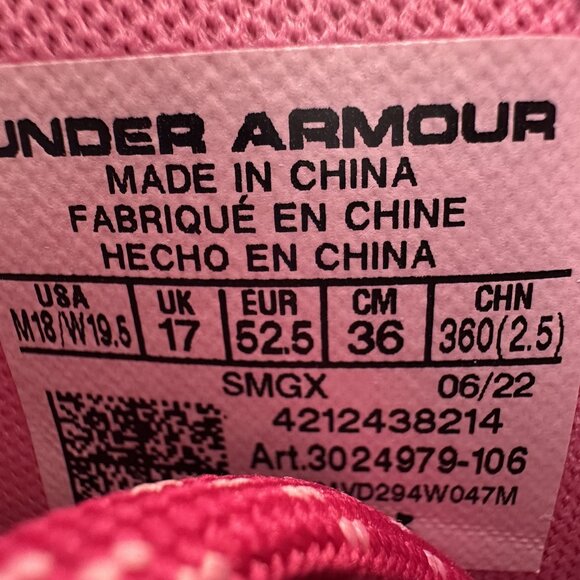 Under Armour HOVR Men\'s size 18 White Pink Mid Top Basketball Shoes 3024979-106